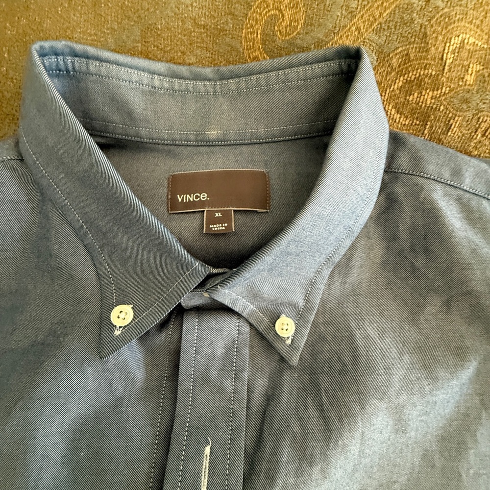 Vince Men's Casual Denim Blue Shirt - XL